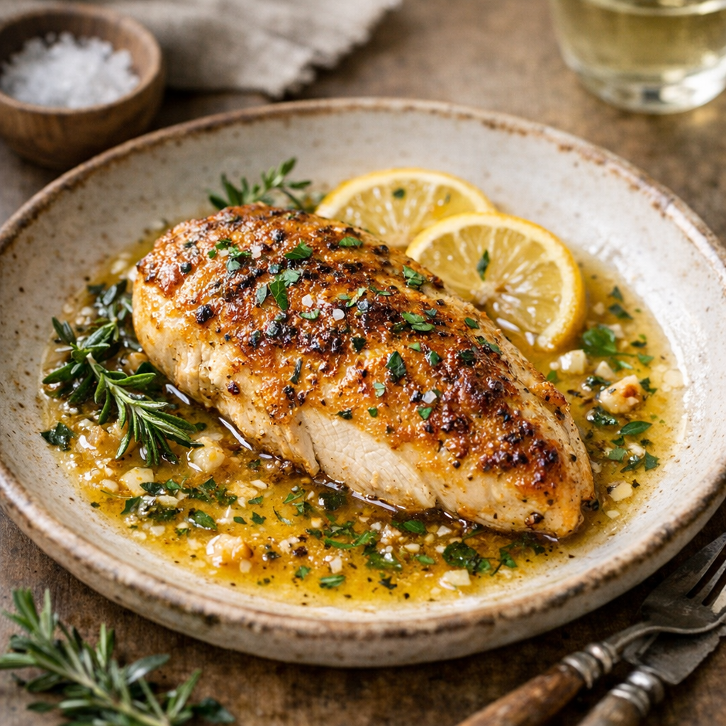 Saftige Pouletbrust in Zitronen-Kräuter-Pfanne